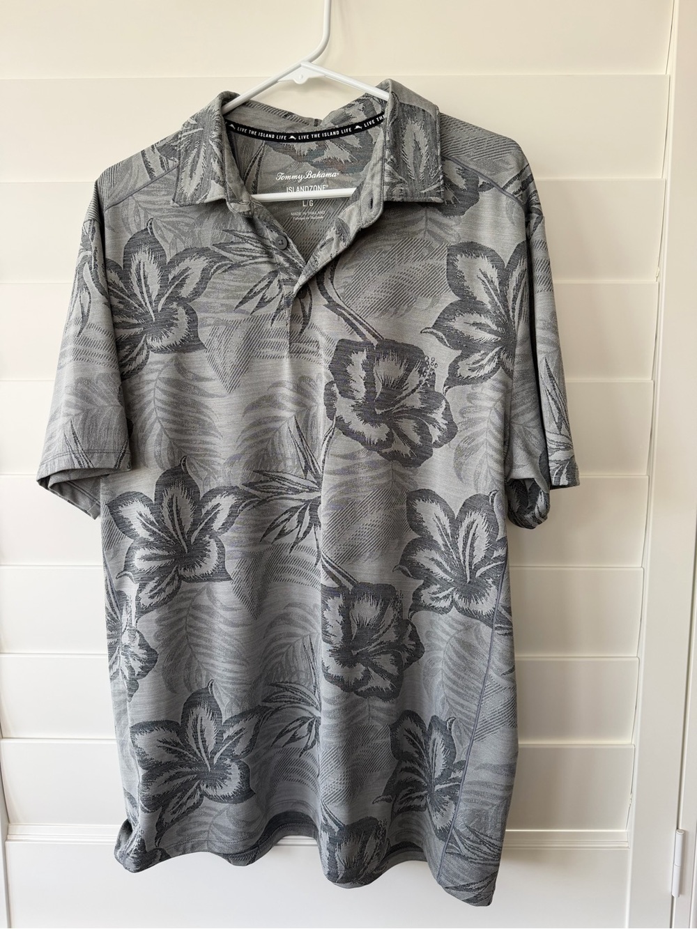Tommy Bahama Gray Floral Jacquard Polo - Men's